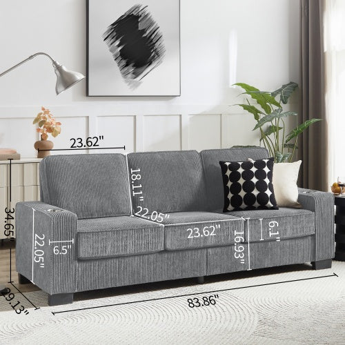 Corduroy Fabric Sofa,Modern Compressed Couch,3-Seater Sofa, Furniture For Living Room,Bedroom,office