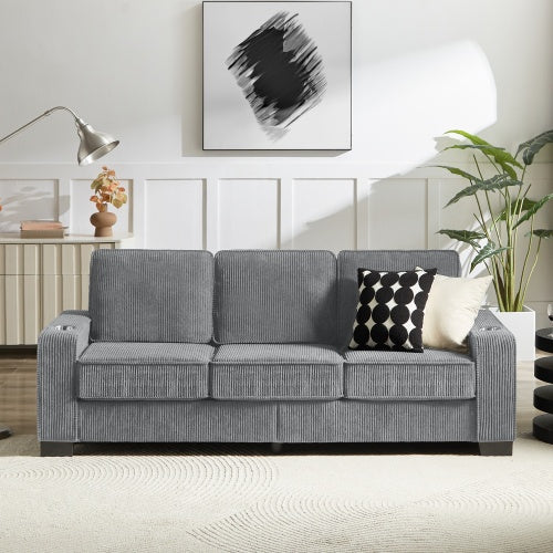 Corduroy Fabric Sofa,Modern Compressed Couch,3-Seater Sofa, Furniture For Living Room,Bedroom,office